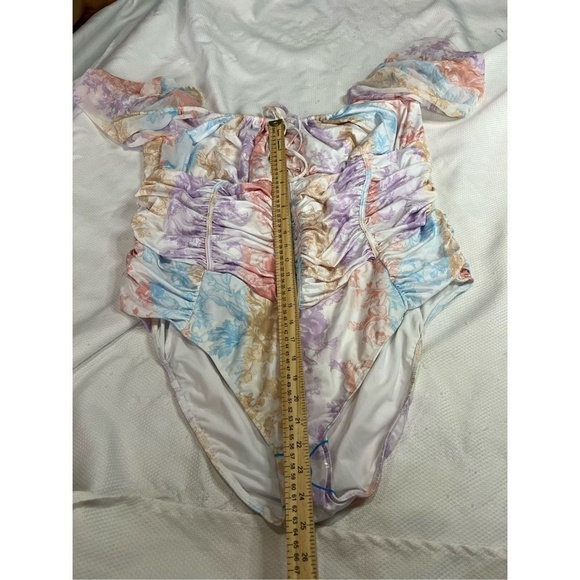 ASOS Lux Puff Sleeve Pastel Corset One Piece Bathing Suit Sz 20 Womens Plus NWT - Picture 4 of 7